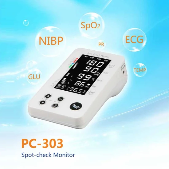 Lepu Monitor de presión arterial 4,3 pulgadas SpO2 Pr NIBP Temp ECG control puntual de glucosa en sangre Monitor de paciente con aplicación gratuita para teléfono inteligente